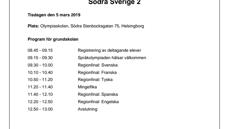 Olympiaskolan i Helsingborg värd för regionfinal i språkolympiaden