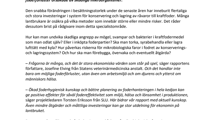 Praktiska råd om mikrobiologiska faror med lokalproducerat kraftfoder till mjölkkor