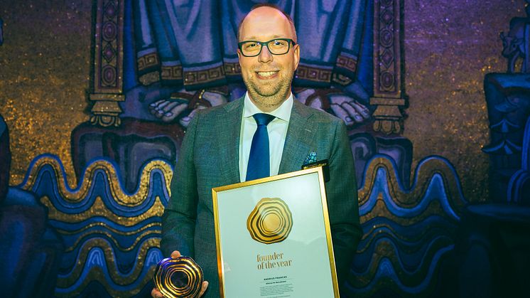 Andrius Francas. founder of Alliance for Recruitment received the Growth Rings in Gold for the global award Founder of the Year category Small Sized Companies at the Founders´ Awards Gala held at Stockholm City Hall on September 22.