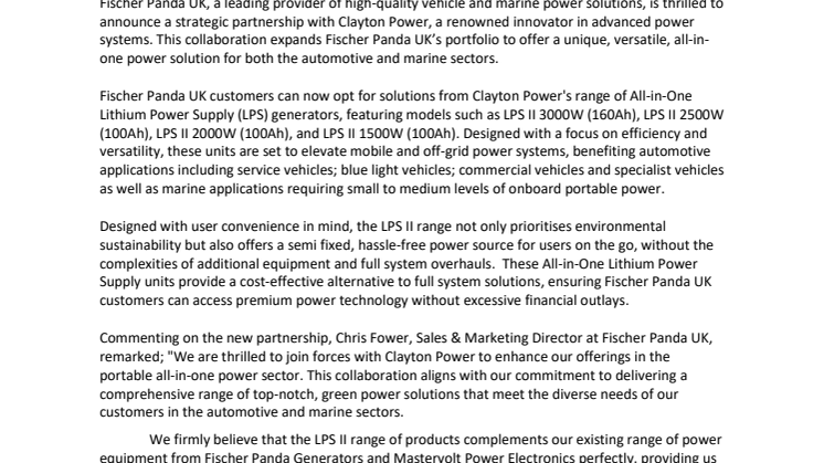 Fischer Panda UK - Clayton Power Partnership Press Release.pdf
