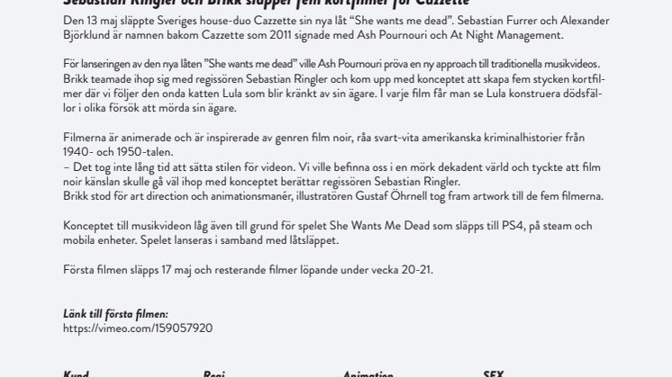 Sebastian Ringler och Brikk släpper fem kortfilmer för Cazzette