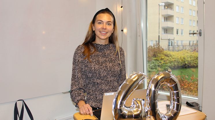 Lovisa Älenmark under det interna firandet. Foto: Jonna Ekdahl