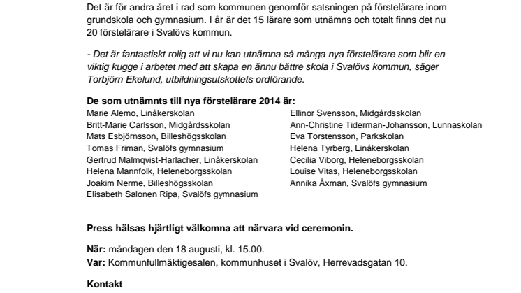 Utnämning av förstelärartjänster