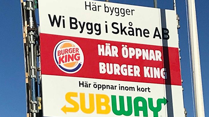 Burger King, Subway och Pizzabakeren till Norra Fäladen i Lund