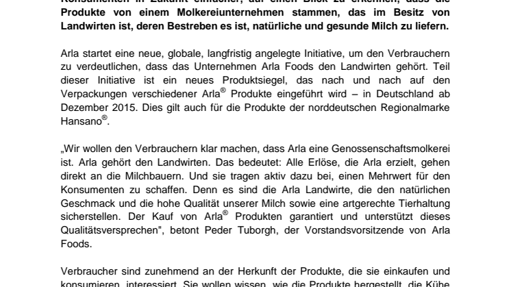 Arla schafft mehr Transparenz durch Einführung von Produktsiegel