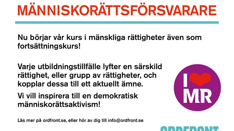 Ordfront startar fortsättningskurs i mänskliga rättigheter! 