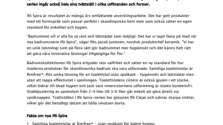 Badrumsserien Ifö Spira sätter ny standard – med bättre hygien för alla
