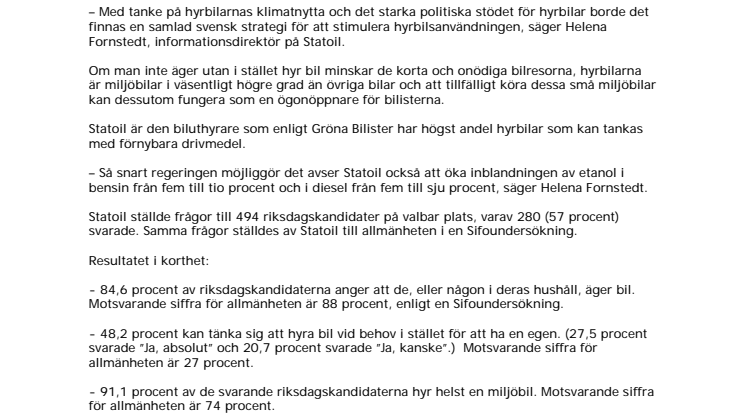Riksdagskandidater kan tänka sig hyra bil – i stället för att äga