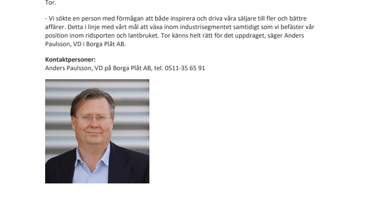 Ny försäljningschef på Borga Plåt AB