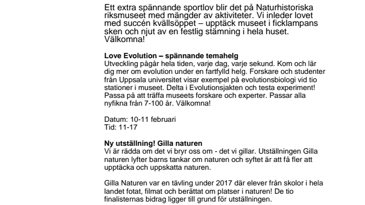 Det händer på Naturhistoriska riksmuseet i februari