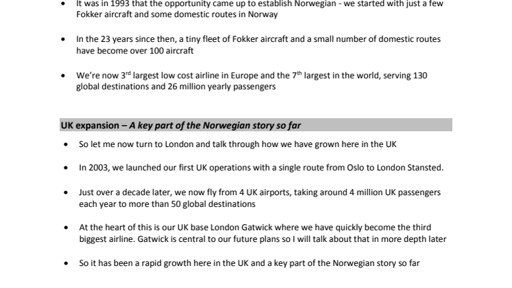 Bjorn Kjos Aviation Club speech
