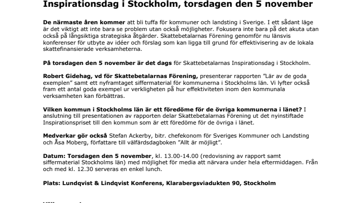 Pressinbjudan: Vilken kommun i Stockholms län är bäst i klassen? 