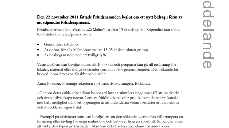 Stipendiet Fritidsexpressen – snabbt och enkelt!