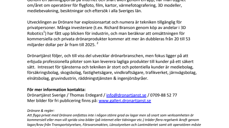Drönartjänst Sverige "Rikstäckande Drönare on demand"