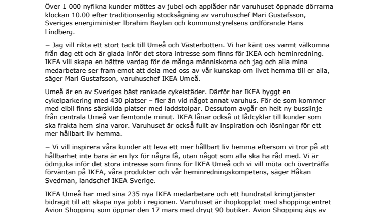 Idag öppnar IKEA Umeå