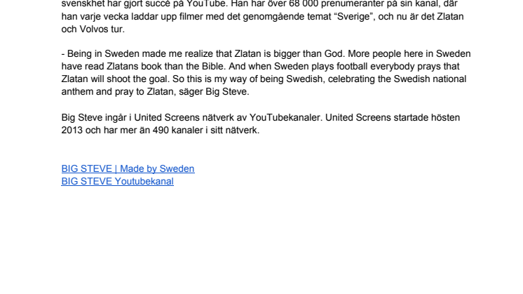 BIG STEVE hyllar Zlatan i Volvo-spoof