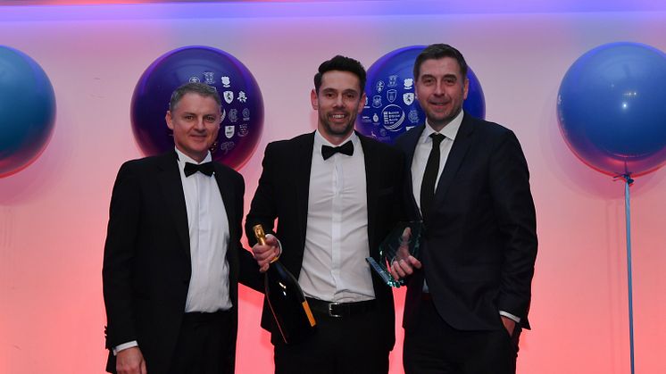 David Jackson received the Rising Star Award from ECB Chief Operating Officer Gordon Hollins and host Mark Chapman