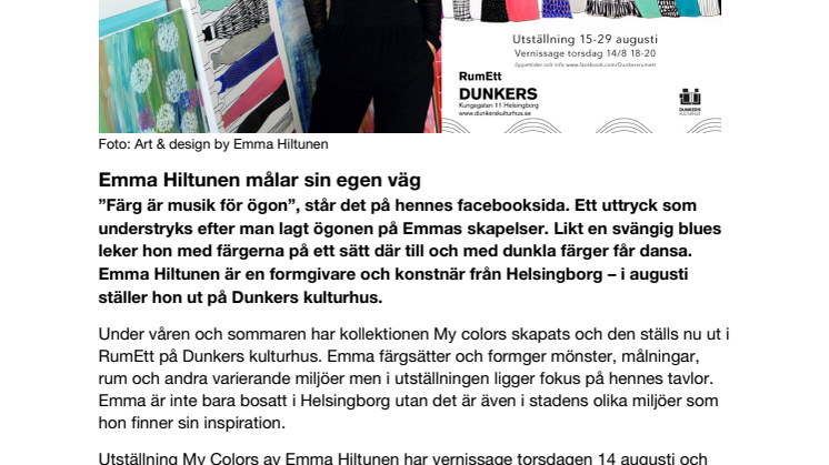 Emma Hiltunen målar sig in på Dunkers