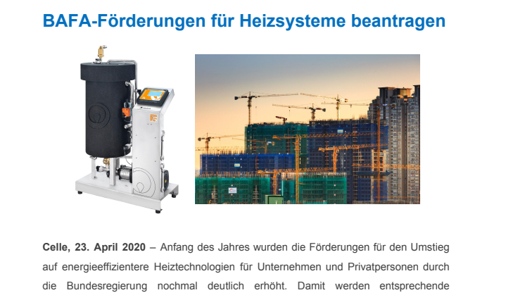 Veolia Water Technologies empfiehlt: Jetzt BAFA-Förderungen für Heizsysteme beantragen