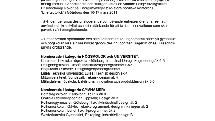 Nomineringarna till årets SVID Design Open klara