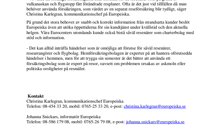 Efter askmolnet - 65 procent fler väljer avbeställningsskydd 
