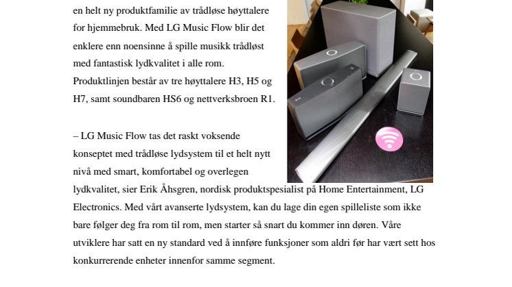 LA MUSIKKEN STRØMME FRA ALLE ROM MED LG MUSIC FLOW