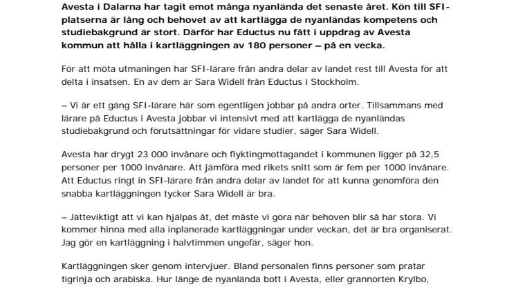 Eductus gör viktig integrationsinsats i Avesta