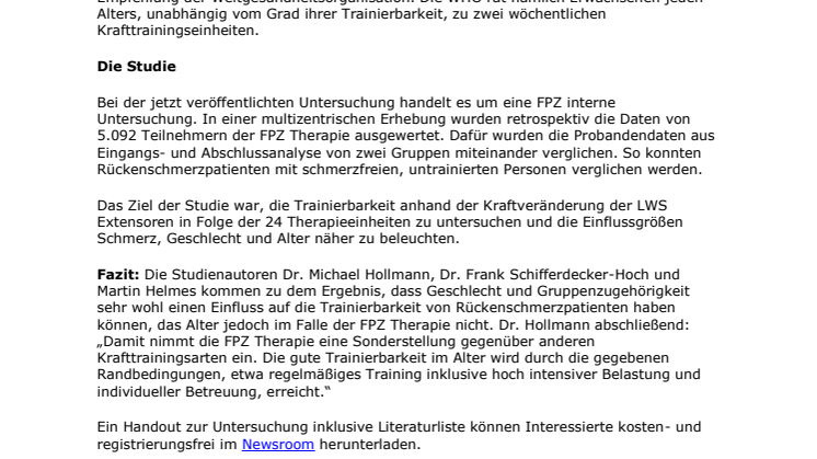Studie belegt: Rückentraining unabhängig vom Alter sinnvoll 