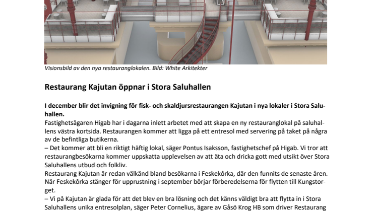 Restaurang Kajutan öppnar i Stora Saluhallen