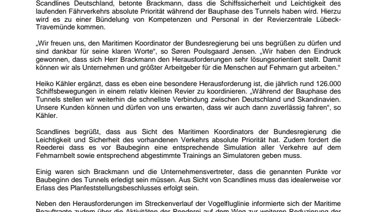 Maritimer Koordinator Nobert Brackmann an Bord der Scandlines-Hybridfähre „Deutschland“