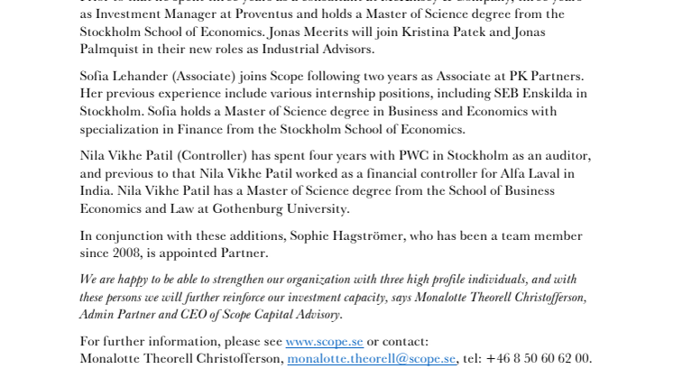 New team members at Scope