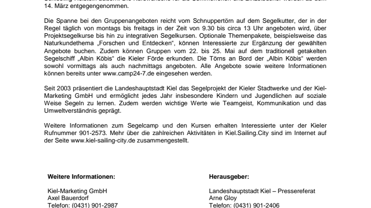 Buchungsstart im Camp 24/7 