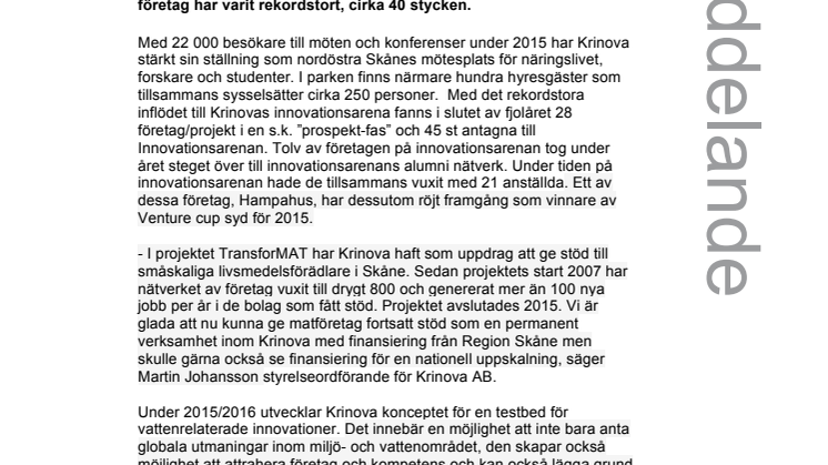 Krinova stärker sin ställning som mötesplats