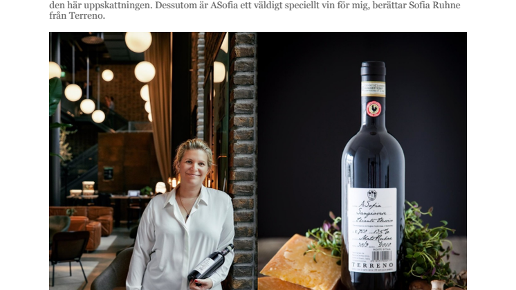 ​ASofia premieras i prestigefull italiensk vinguide ”Ett vin att inte missa!”
