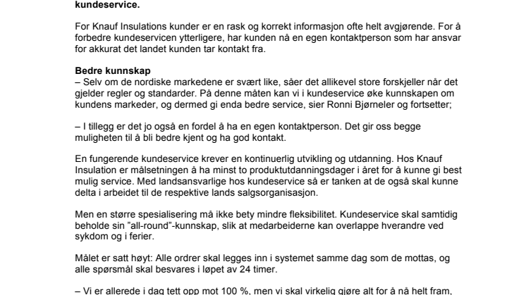 Slik blir Knauf Insulations nye kundeservice 