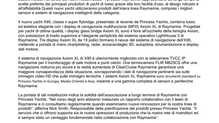 Raymarine al timone di nuove e innovative imbarcazioni di Princess, PRESTIGE e Spirit Yacht