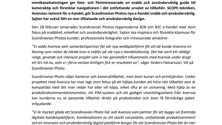 Scandinavian Photo lanserar ny e-handel tillsammans med Avensia