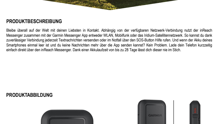 Garmin Datenblatt inReach Messenger