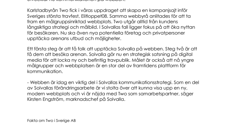Solvalla har lanserat ny websida