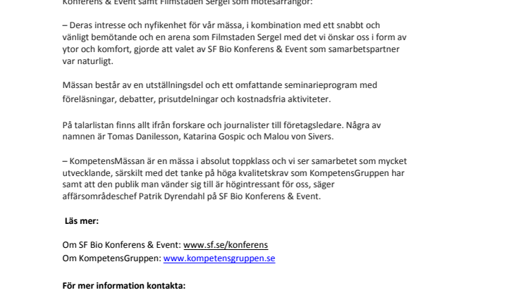 KompetensMässan flyttar till Filmstaden Sergel