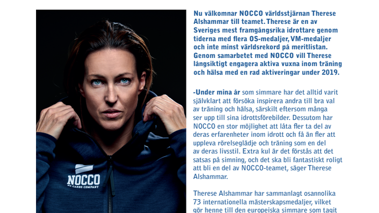 NOCCO blir ny sponsor till Therese Alshammar