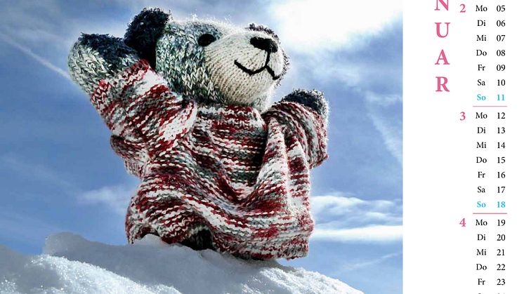 Bärenherz-Kalender 2015: Jeder Monat präsentiert bunte Strickbärchen in Aktion