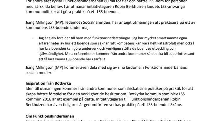 Politiker i Järfälla antar utmaning att praktisera på LSS-boende