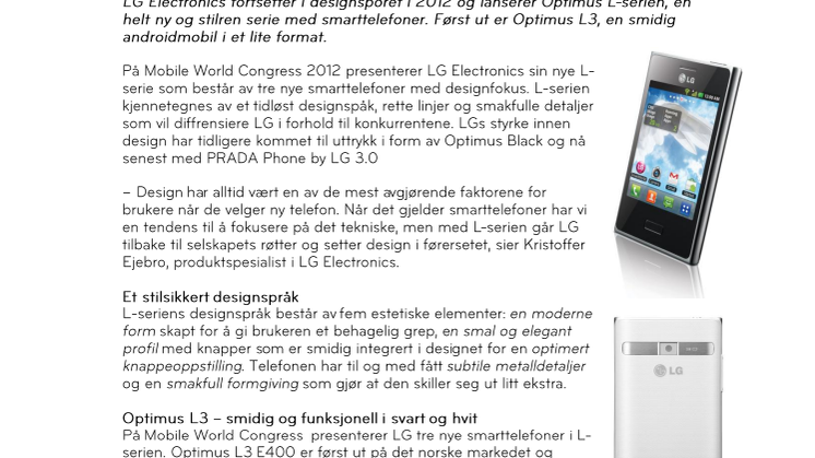 LG presenterer ny designserie med mobiltelefoner