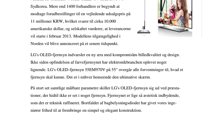 FIRE MILLIMETERS REN LUKSUS – LG'S OLED-FJERNSYN BLIVER SNART SAT TIL SALG I KOREA
