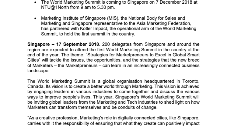 World Marketing Summit Singapore Tackles  Smart Nation Drive 