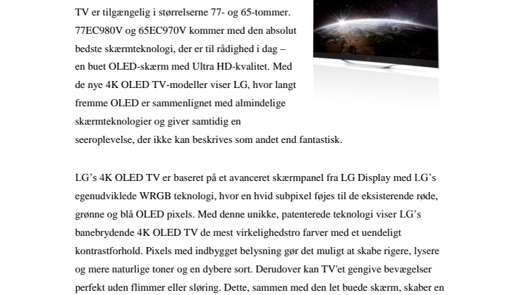 LG FØRST MED OLED-TV I 4K-OPLØSNING