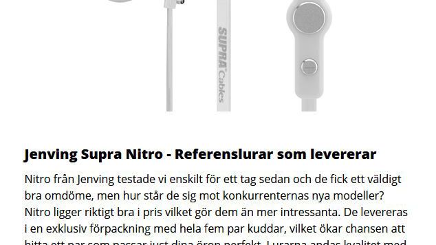SUPRA NiTRO - Premium Referenslurar i tidningen M3 
