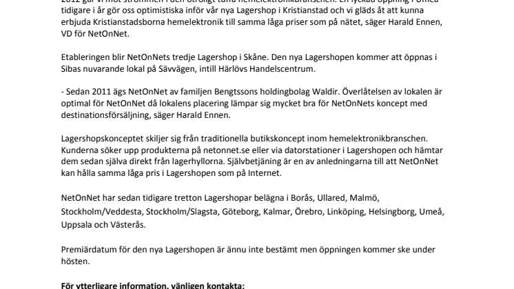 NetOnNet öppnar Lagershop i Kristianstad