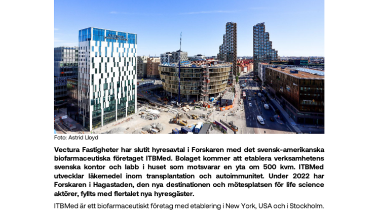 Pressmeddelande_Forskaren i Hagastaden fylls upp – nytt hyresavtal med ITBMed.pdf